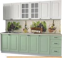 Кухня Интерлиния Мила Деко 2.4 А (мята/белый/опал светлый) картинка