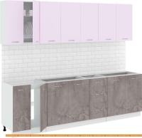 Кухня Кортекс-мебель Корнелия Лира 2.6 без столешницы (сиреневый/оникс) картинка