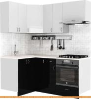 Кухня S-Company Клео глосc 1.2x1.8 левая (черный глянец/белый глянец) картинка