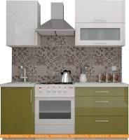 Кухня ВерсоМебель ВерсоЛайн 8-1.3 (белый 001/оливковый 004) картинка