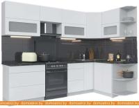 Кухня Интерлиния Мила Матте 1.5x2.8 Б правая (белый-белый-кастилло темный) картинка