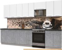 Кухня Интерлиния Мила Пластик 3.1 А (мрамор/белый глянец/кастилло темный) картинка