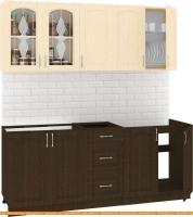 Кухня Кортекс-мебель Корнелия Ретро 2.0м без столешницы (венге светлый/венге) картинка