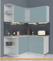 Кухня Интерлиния Мила Матте 1.5x1.4 А правая (океан-океан-травертин серый) картинка