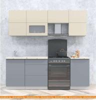 Кухня Интерлиния Мила Матте 2.2 Б (слоновая кость/океан/опал светлый) картинка