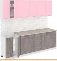 Кухня Кортекс-мебель Корнелия Лира 2.4м (розовый/оникс/марсель) картинка