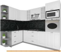 Кухня Интерлиния Мила Деко 1.68x2.6 левая (белый-белый-кастилло темный) картинка