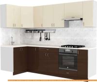 Кухня S-Company Клео глосc 1.2x2.7 левая (коричневый глянец/ваниль глянец) картинка