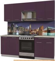 Кухня Интерлиния Мила Пластик 2.1 А (слива глянец/опал светлый) картинка