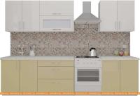 Кухня ВерсоМебель ВерсоЛайн 4-2.4 (белый/персик) картинка