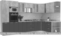 Кухня Интерлиния Мила 1.88x3.4 правая (бетон-антрацит-травертин) картинка