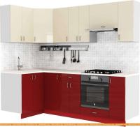 Кухня S-Company Клео глоcс 1.2x2.4 левая (бургундский глянец/ваниль глянец) картинка
