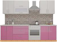 Кухня ВерсоМебель ВерсоЛайн 8-2.2 (белый 001/розовый 011) картинка