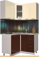 Кухня Интерлиния Мила Пластик 1.2x1.2 (шоколад глянец/ваниль глянец/опал светлый) картинка