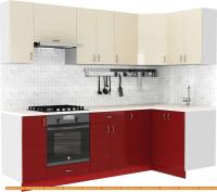Кухня S-Company Клео глосc 1.2x2.5 правая (бургундский глянец/ваниль глянец) картинка