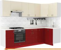 Кухня S-Company Клео глосc 1.2x2.8 правая (бургундский глянец/ваниль глянец) картинка