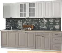 Кухня Интерлиния Мила Деко 2.6 Б (белый/луна/травертин серый) картинка