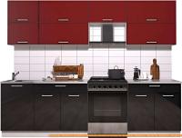 Кухня Интерлиния Мила Gloss 60-27 (бордовый/черный глянец) картинка