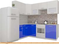 Кухня ВерсоМебель ЭкоЛайт-6 1.4x2.3 левая (белый/глубокий синий) картинка