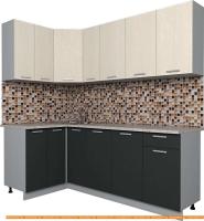 Кухня Интерлиния Мила Лайт 1.2x2.1 (вудлайн кремовый/антрацит) картинка