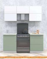 Кухня Интерлиния Мила Матте 1.8 Б (белый/мята/опал светлый) картинка