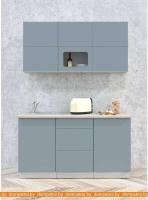 Кухня Интерлиния Мила Матте 1.5 А (океан/океан/травертин серый) картинка