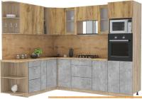 Кухня Интерлиния Мила 1.88x2.6 левая (дуб золотой-бетон-дуб бунратти) картинка
