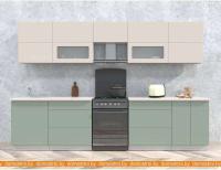 Кухня Интерлиния Мила Матте 3.2 Б (слоновая кость/мята/травертин серый) картинка