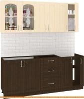 Кухня Кортекс-мебель Корнелия Ретро 1.9м без столешницы (венге светлый/венге) картинка