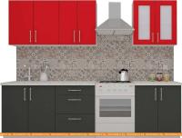 Кухня ВерсоМебель ВерсоЛайн 1-2.1 (красный чили/антрацит) картинка