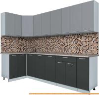 Кухня Интерлиния Мила Лайт 1.2x2.7 (серебро/антрацит) картинка