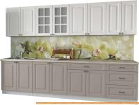 Кухня Интерлиния Мила Деко 3.0 Б (белый/луна/травертин серый) картинка