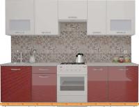 Кухня ВерсоМебель ЭкоЛайт-6 2.7 (белый/темно-красный) картинка