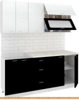 Кухня Кортекс-мебель Корнелия Мара 1.8м (белый/черный/королевский опал) картинка