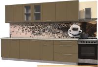 Кухня Интерлиния Мила Пластик 2.9 Б (капучино глянец/опал светлый) картинка