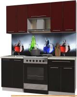 Кухня Интерлиния Мила Пластик 1.8 А (черный глянец/бордо глянец/опал светлый) картинка
