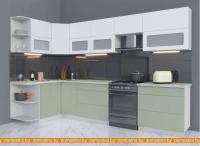 Кухня Интерлиния Мила Матте 1.5x3.2 Б правая (белый-мята-опал светлый) картинка