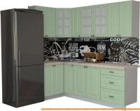 Кухня Интерлиния Мила Деко 1.2x2.3 (мята/травертин серый) картинка