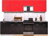 Кухня Интерлиния Мила Gloss 60-27 (красный/черный глянец) картинка