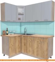 Кухня Интерлиния Мила 12x18 (серебристый-дуб золотой-дуб бунратти) картинка