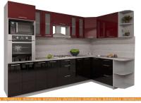 Кухня Интерлиния Мила Gloss 1.68x3.0 правая (бордовый-черный) картинка