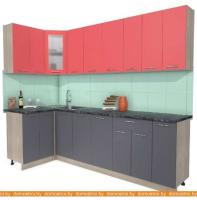 Кухня Интерлиния Мила 12x27 (красный-антрацит-кастилло темный) картинка