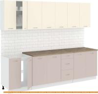 Кухня Кортекс-мебель Корнелия Лира 2.6м (крем/капучино/мадрид) картинка