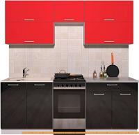Кухня Интерлиния Мила Gloss 50-21 (красный/черный глянец) картинка