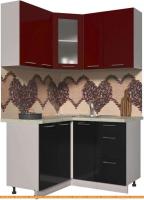 Кухня Интерлиния Мила Пластик 1.2x1.3 (черный глянец/бордо глянец/опал светлый) картинка