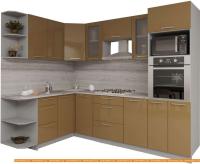 Кухня Интерлиния Мила Gloss 1.68x2.6 левая (капучино-капучино) картинка