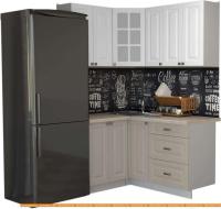 Кухня Интерлиния Мила Деко 1.2x1.5 (белый/луна/травертин серый) картинка