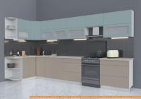 Кухня Интерлиния Мила Матте 1.5x3.9 Б левая (океан/луна/травертин серый) картинка