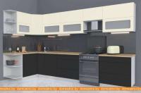 Кухня Интерлиния Мила Матте 1.5x3.6 Б правая (слон кость-пепел-травертин серый) картинка