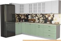 Кухня Интерлиния Мила Деко 1.2x3.2 (мята/белый/опал светлый) картинка